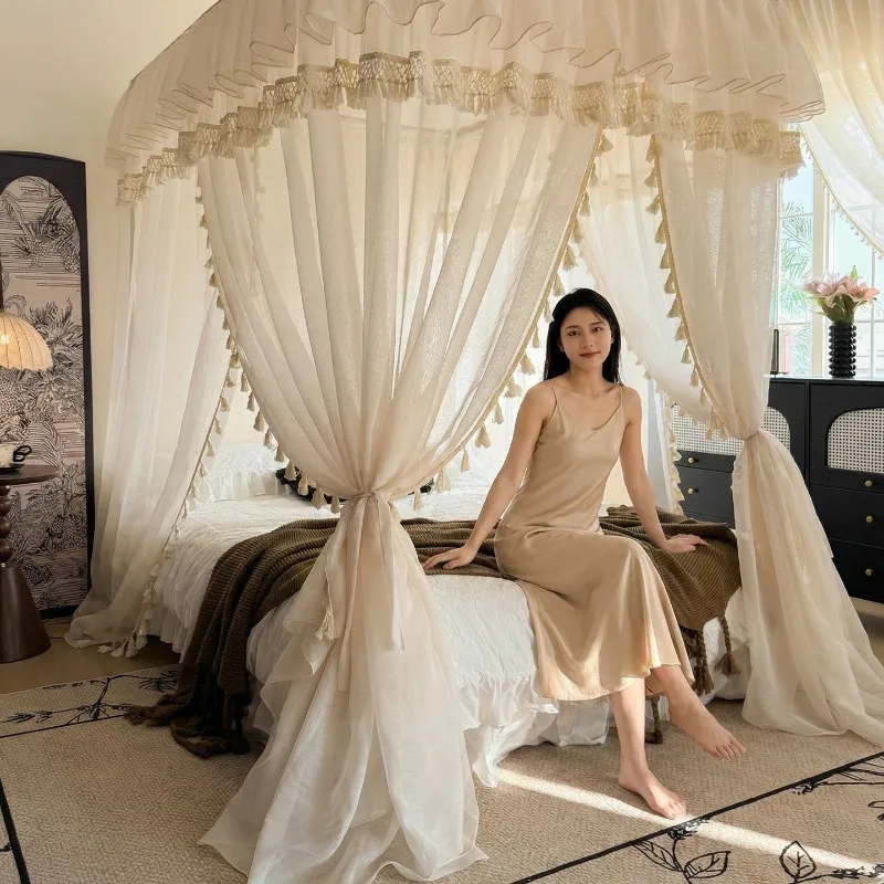 French court mosquito net lace princess wind bed mantle double bed curtain