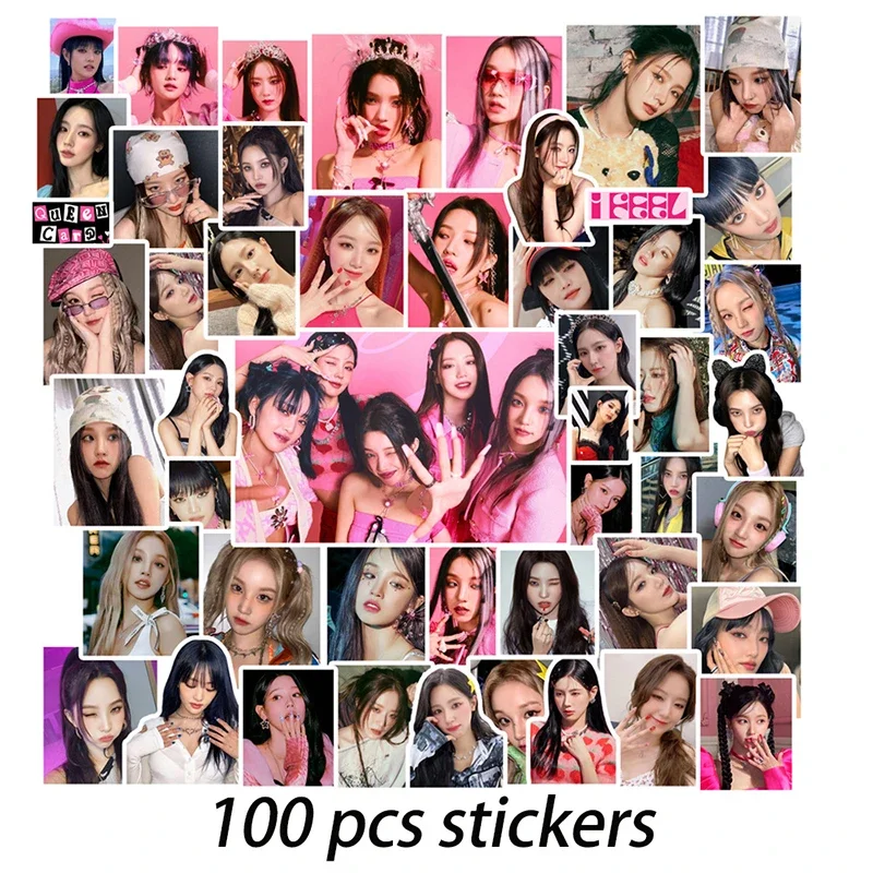 

100pcs Kpop (G)I-DLE INEVER DIE Stickers Album GIDLE Lomo Cards Girls Burn Photo Card Postcard Stickers Fans Gift