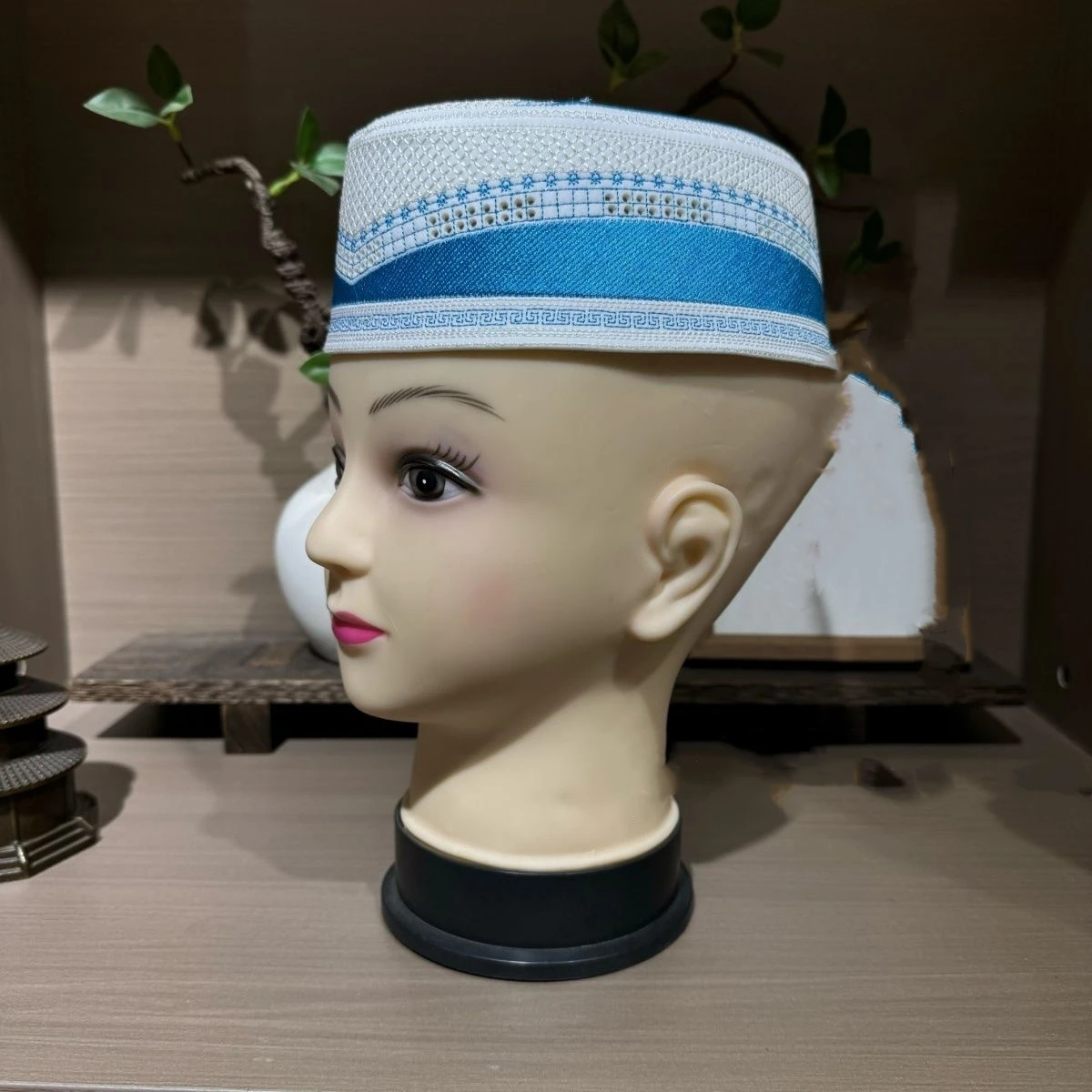 Topi Muslim untuk pria, pakaian gratis pengiriman topi pajak Turki Kippa Kufi Arab Saudi doa elips bordir 03366