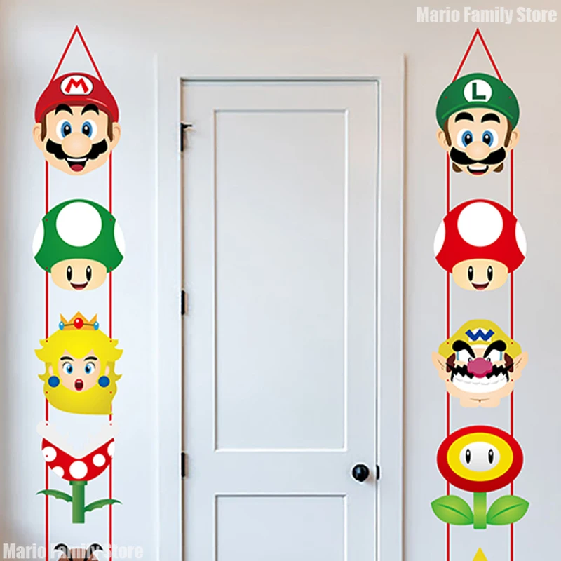 10pcs Super Mario Bros Theme Party DIY Door Hanging Anime Children Birthday Christmas Party Decorations Supplies Accessories