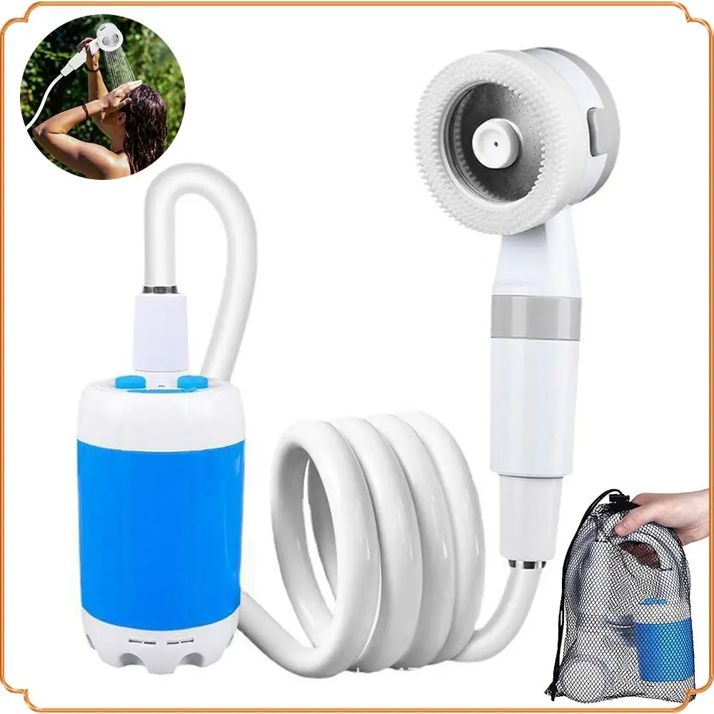 Electric Shower Pump Rechargeable Outdoor Camp Pump Portable Outdoor Shower Head Sprayer for Hiking Car Wash Pet Cleaning