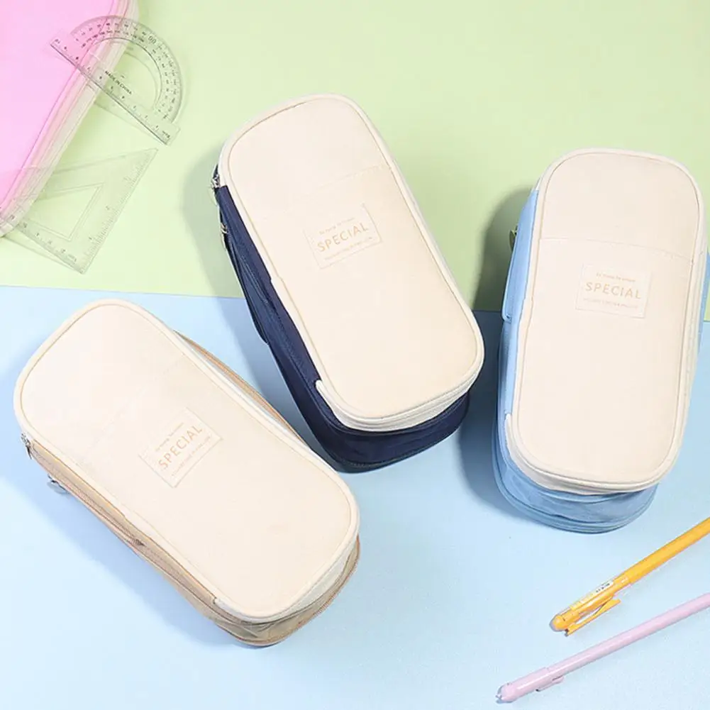 

Pen Case Useful Retractable Canvas Pencil Pouch Pen Storage Container Home Supplies