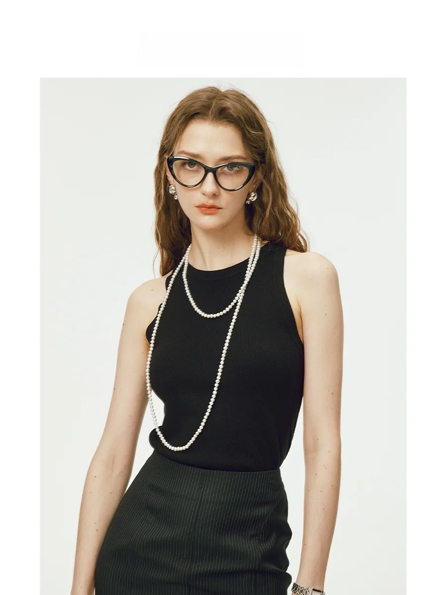 Havehas Skin-friendly High Elastic Knitted Tank Vest Basic Wardrobe Four Seasons Wearable Short Style Slim Fit Ladies Vest