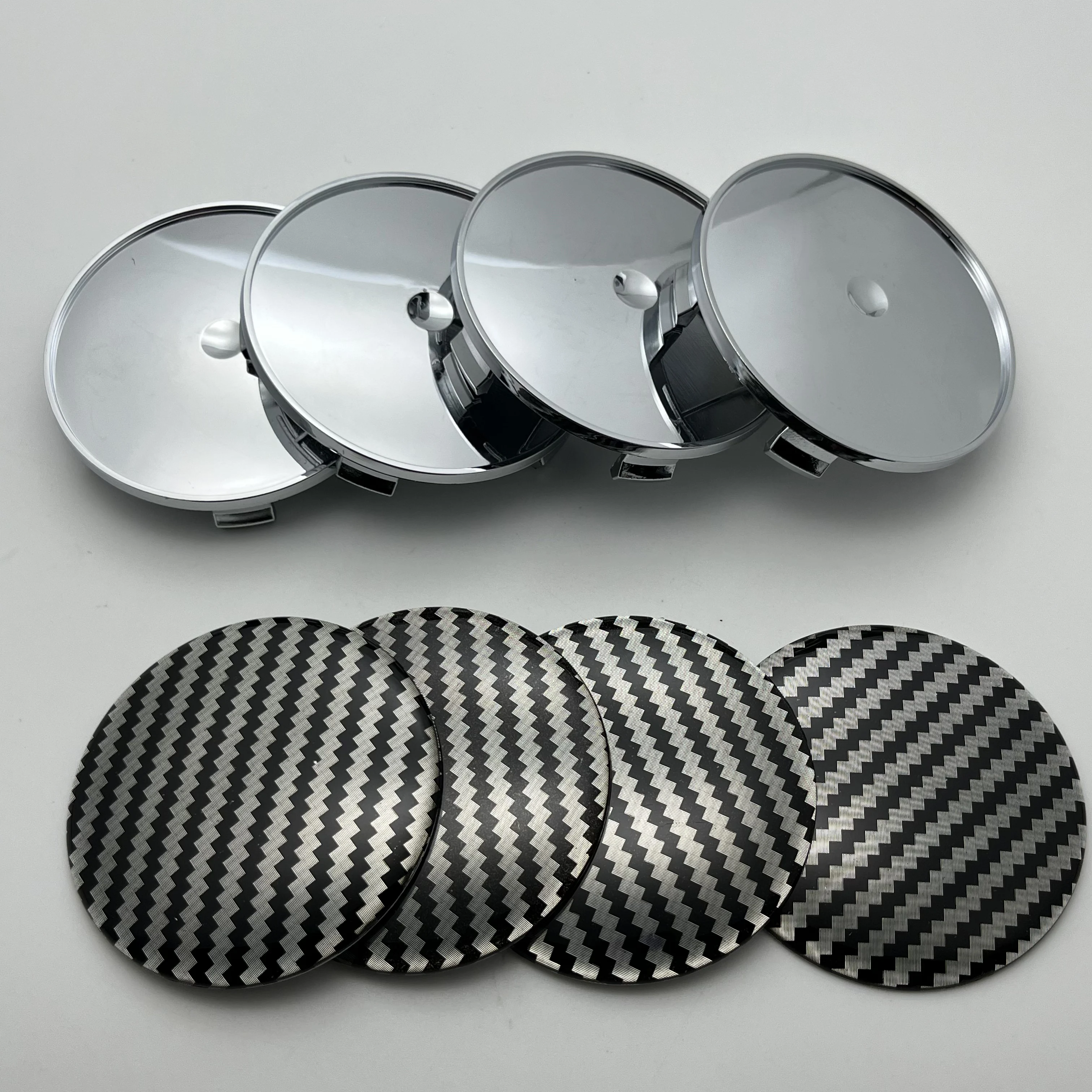 

4pcs/Lot ABS 68mm Wheel Center Caps With New 65mm Carbon Fibre Emblem Logo Stickers Styling Accessories for Rim Centre Hub Cover