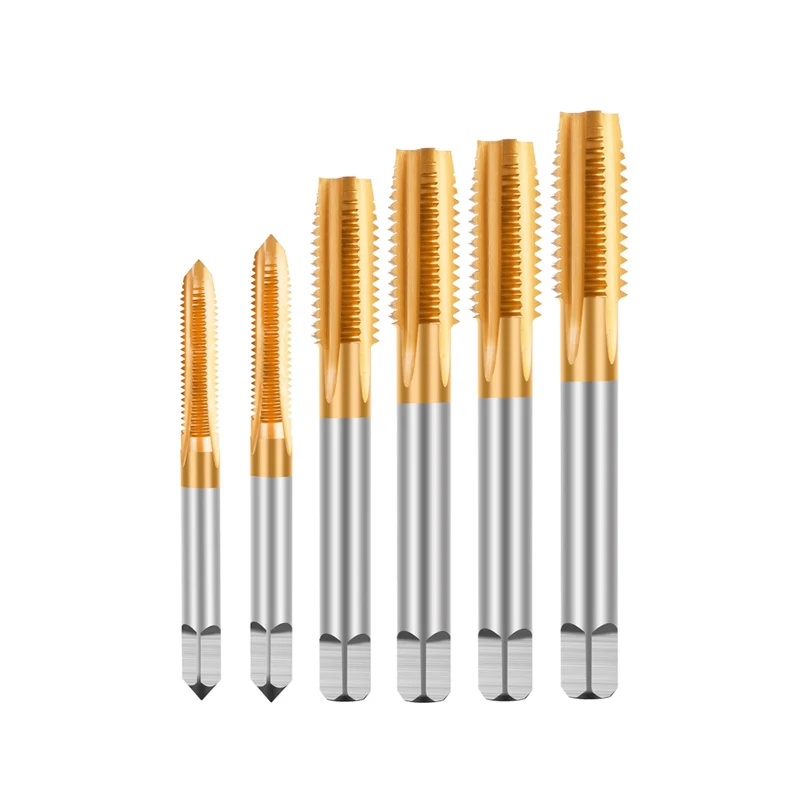 OYYU Titanium Coating Screw Tap Drill Bit M2 M2.5 M3 M4 M5 M6 M8 M10 M12 M14 Metric Straight Flute Thread Tap Hand Machine Tools