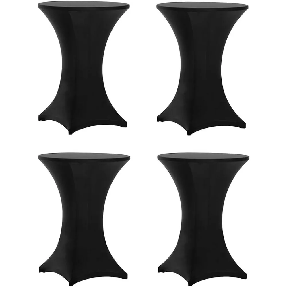 

Tina's Set of 4 Stretchy Black Cocktail Table Covers, 30x42 Inches, Suitable for Round Highboy Tables