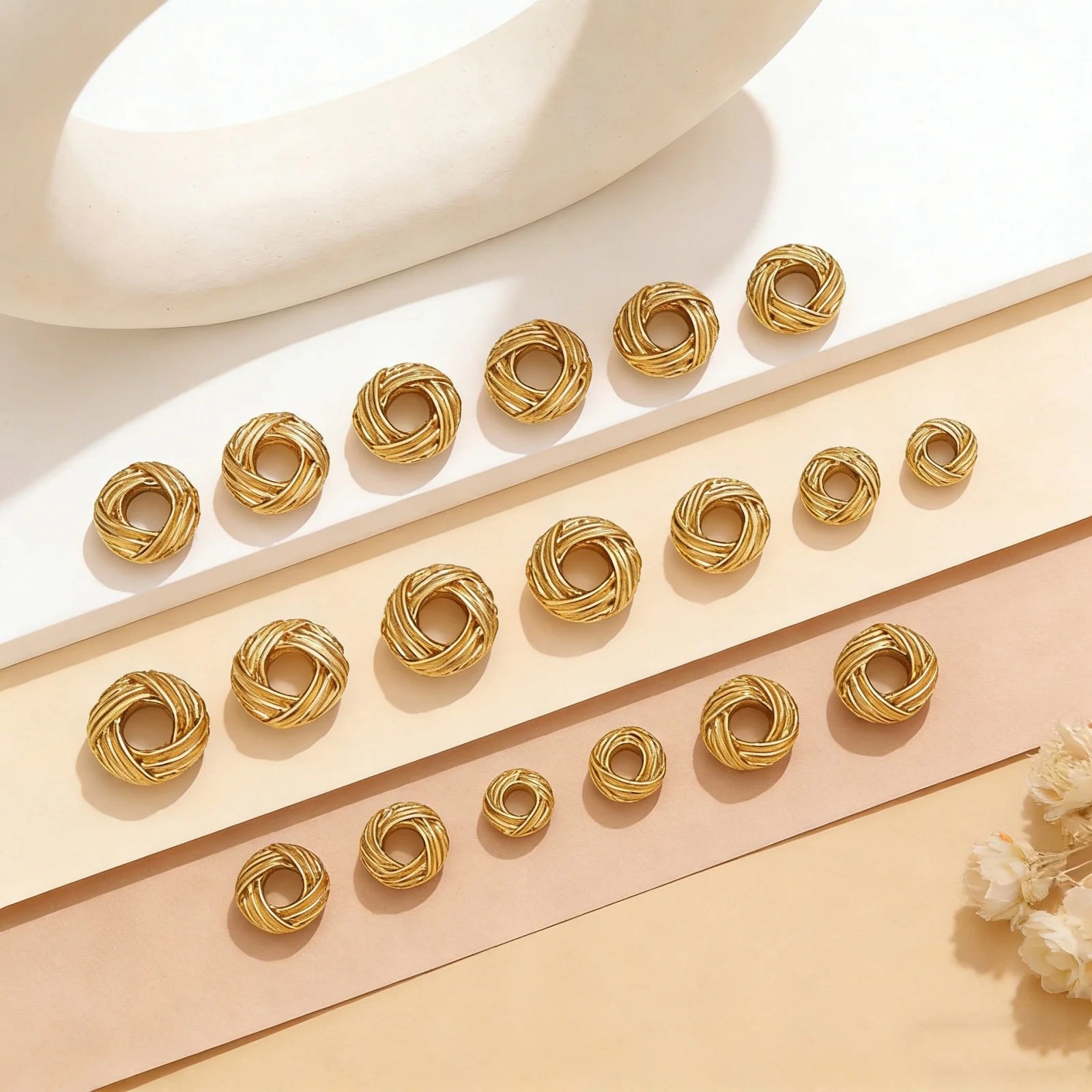 10pcs Stainless Steel Bird Nest Twisted Spacer Beads 18K Gold Plated  DIY Handmade Bracelet Necklace Jewelry Making Accessories