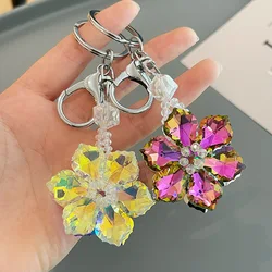 2022 Luxury Colorful Crystal Rhinestone Snowflake Keyring Charm Pendant Purse Bag Keychain Women Birthday Present