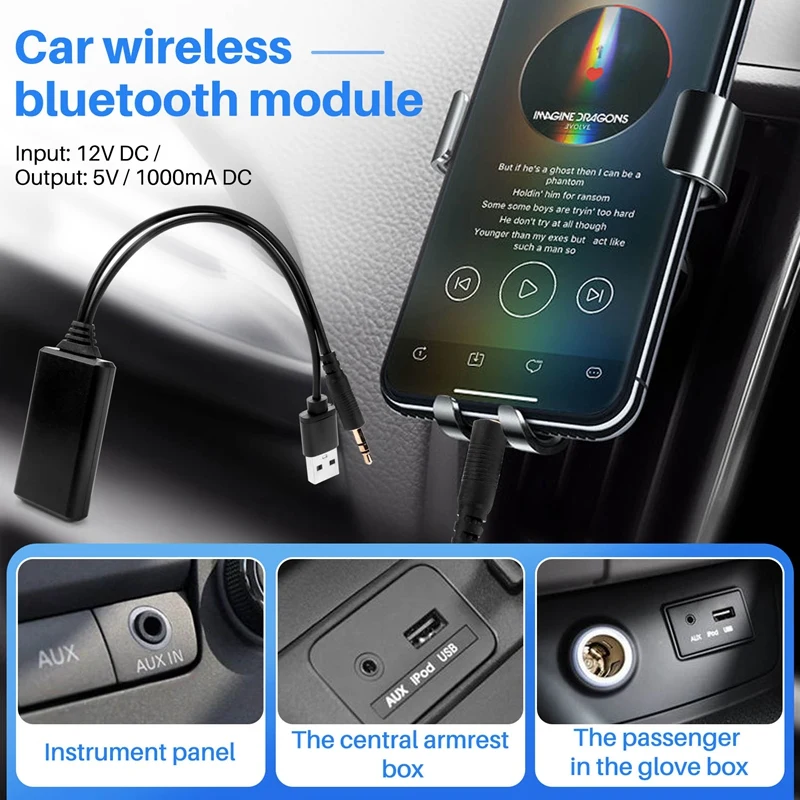 Car Wireless Bluetooth Module Music Adapter Auxiliary Receiver Aux Audio Usb 3.5Mm Socket For Bmw E90 E91 E92 E93