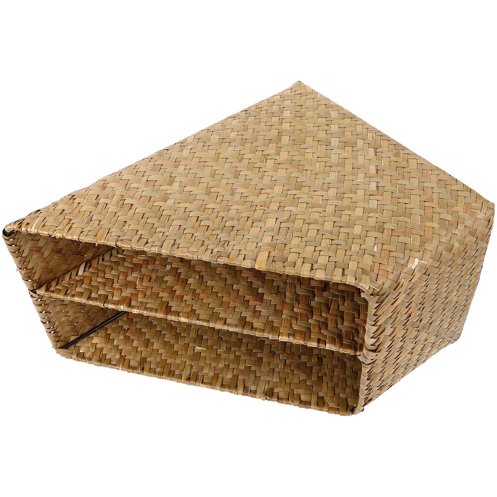 

Woven Straw Storage Box H made Desk ganizer Sundry Basket Book Holder Vintage Container Multi function Straw Woven
