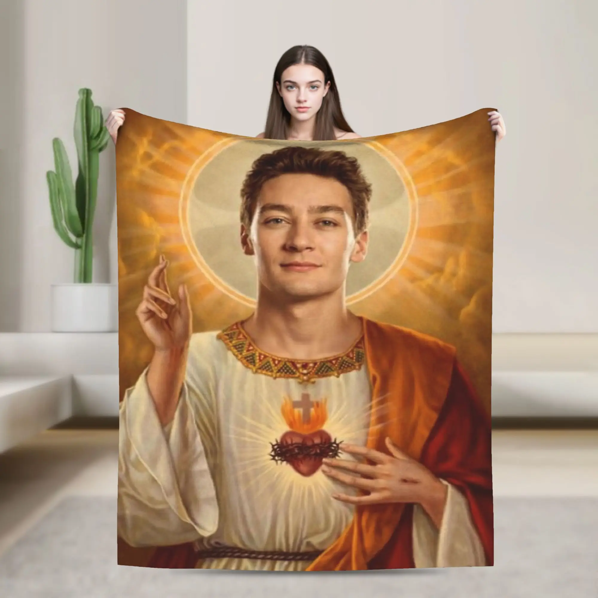 George Russell als Jesus Decke aus Samt, Textil-Dekoration, multifunktionale, ultraweiche Überwurfdecke für Zuhause, Schlafzimmer, Teppichstück