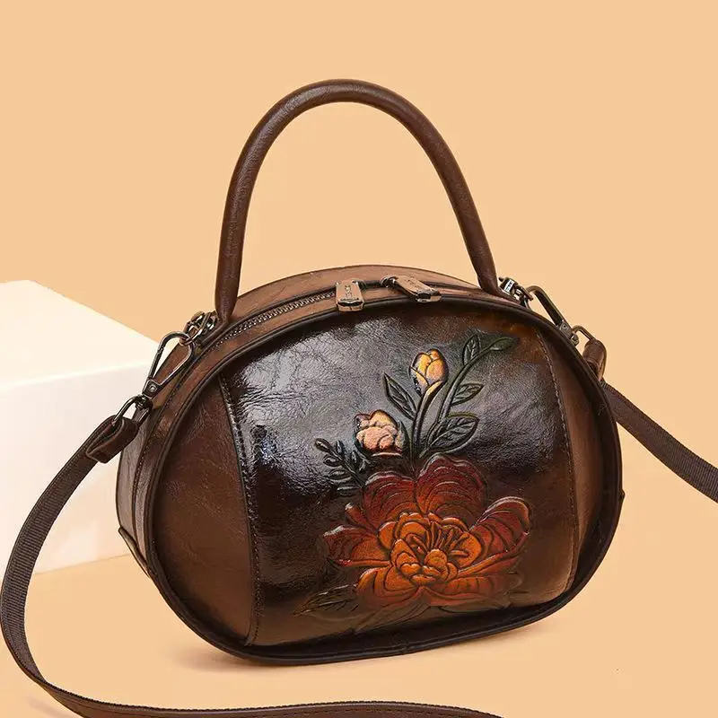 2026 New Style Bag, Retro Middle-aged Style, Chinese Ethnic Coin Purse, Women's Bags Multi-layered Mom Oval, Fashionable Package