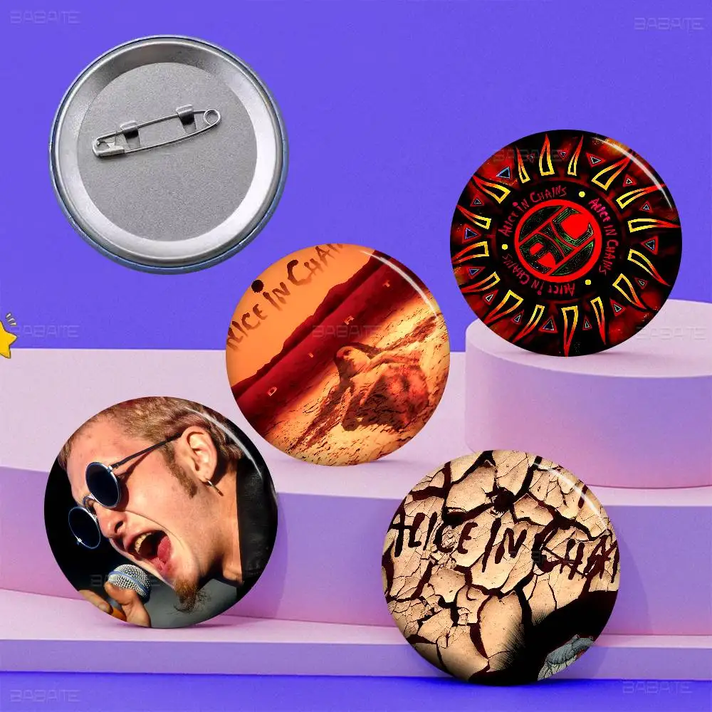 rock Vintage Band A-Alice In C-Chains Soft Button Pin Bright Printed Icon Gift For Friends Badge Collar Brooch Lapel Pin Metal