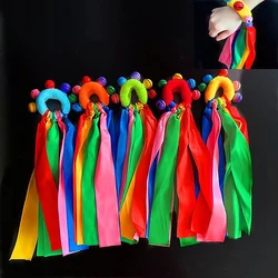 1Pcs Children's Wrist Ribbon Team Sports Pompom Cheerleading Big Match Pom Club Dance Props Elastic Bracelet With Elastic Rope