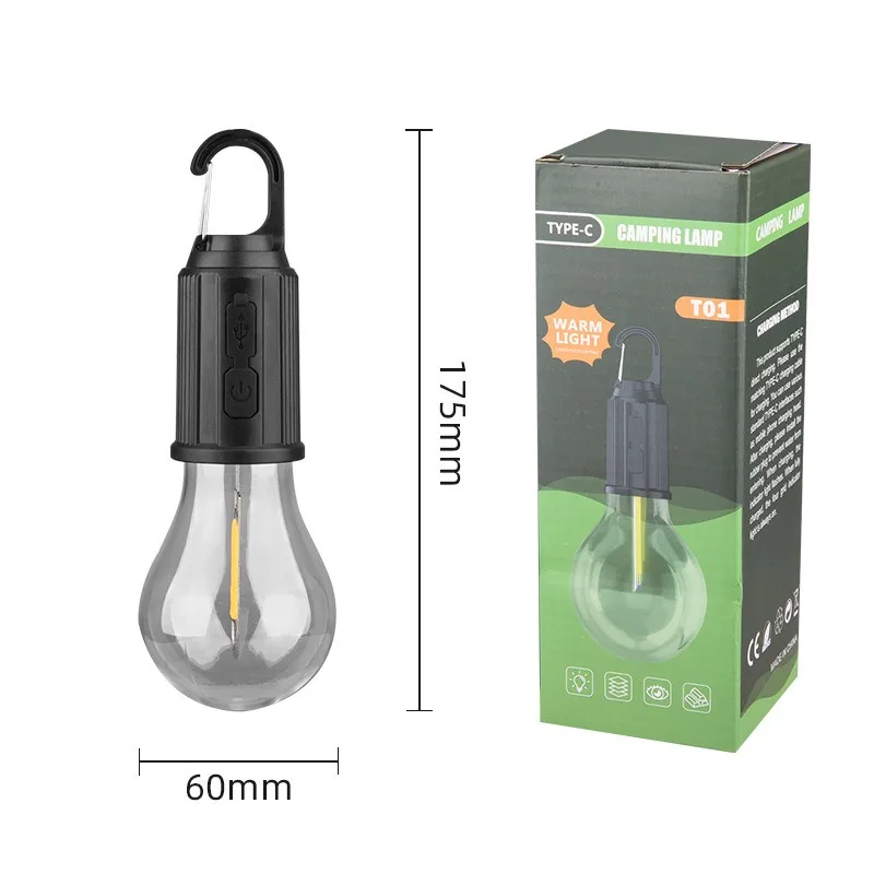 Led Tungsten Bulb Outdoor Retro Camping Light Tent Light Waterproof Emergency Lamp Bulb Solar Charging Hanging Lamp Ip65 USB