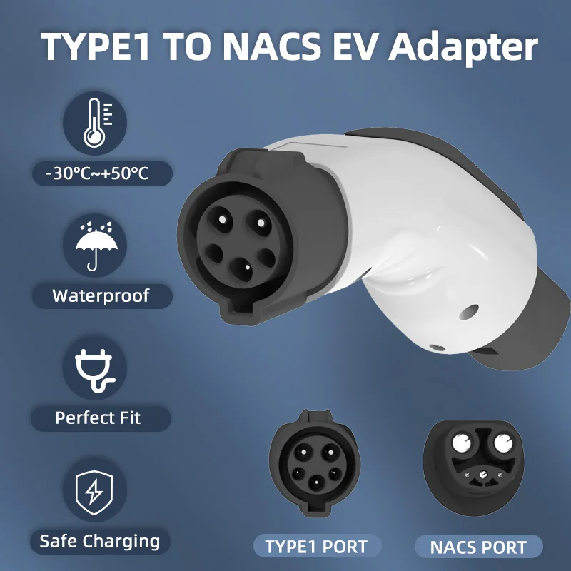 Type1 for Tesla EV Adapter 32A SAE J1772 to Nacs Charger Connector 7KW Compatible with Tesla Model S/X/3/Y Electric Vehicle