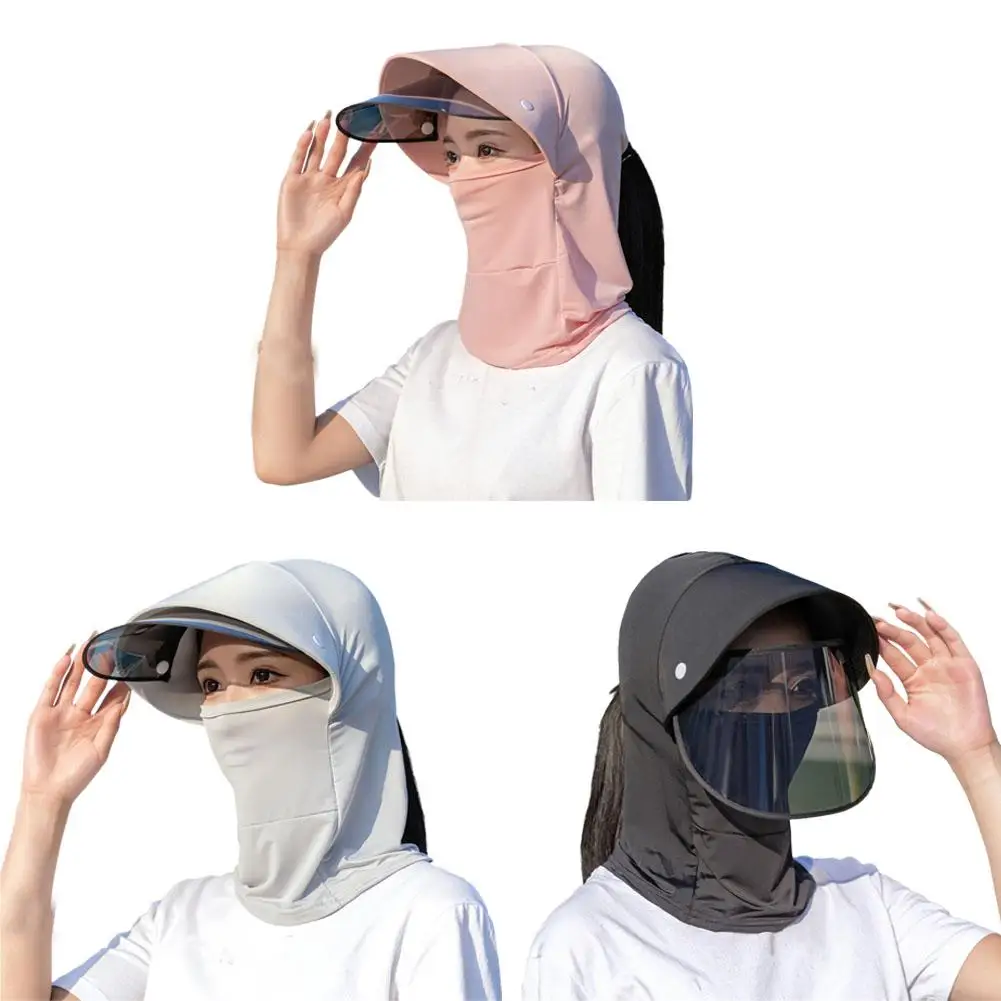 Women Face Cover Anti-uv Summer Sun Protective Scarf Protection Protection Scarf Ice Silk Outdoor Cycling Ear Hats Mask Cap