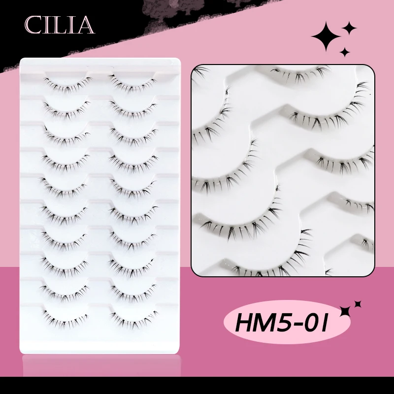 10Pairs Lower Eyelashes Pack Under Eye Lashes Soft Lower Eyelashes 100% Handmade Clear Band Manga Bottom Lashes Makeup Tools