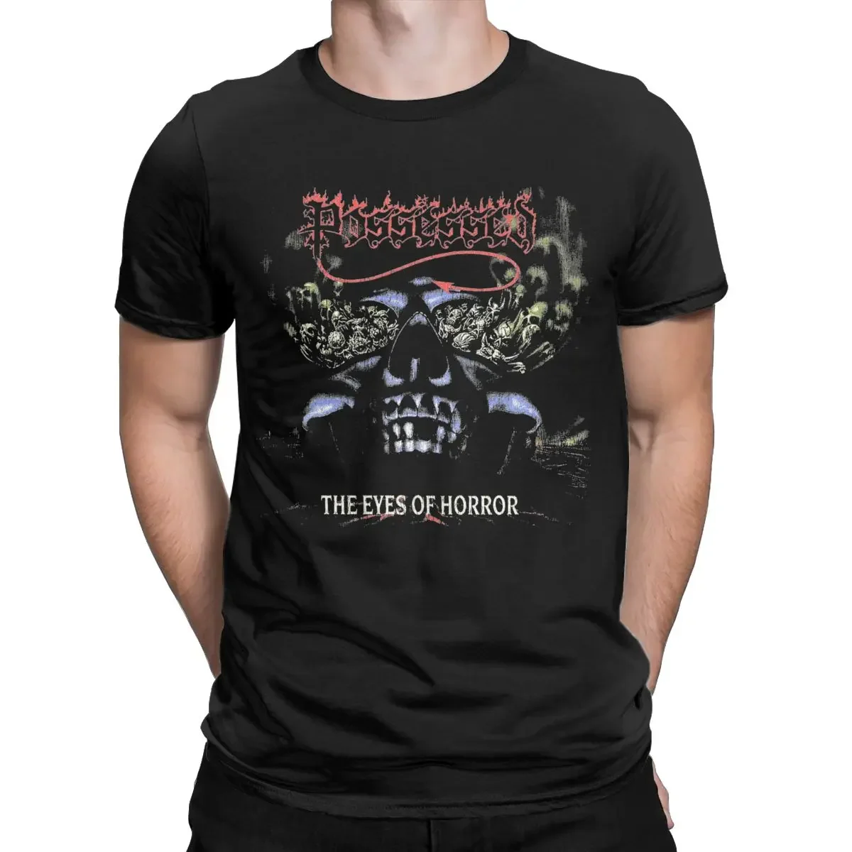 Men's T-Shirt Possessed The Eyes Of Horror Fashion Cotton Tees Short Sleeve Band T Shirts Crewneck Tops Gift Idea