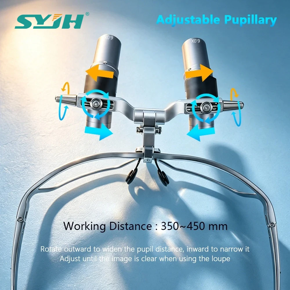 SYJH 4X-6X Dental Binocular Magnifying Glasses 48° Wide Angle Ergo Loupes Prevention Cervical Spondylosis for Dentist No LED