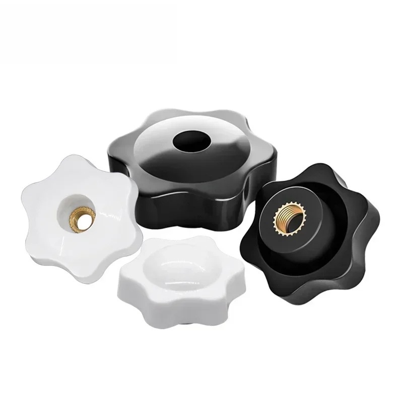 10pcs Plum Hand Tighten Nuts Clamp Knob Handle Nuts Thread Mechanical Black White Thumb Tighten Star Nuts Woodworking M4 M5 M6