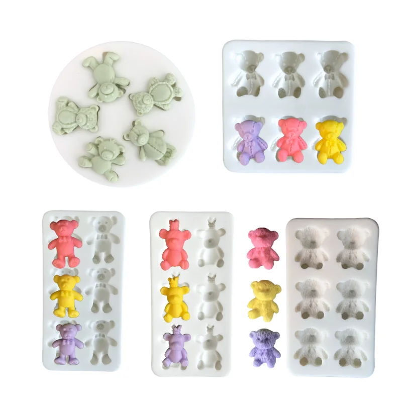 Cake Tool 2cm Mini Baby Bear Silicone Mould Small Bear Crown Bow Small Animals Cupcake Decoration Fondant Clay Sugarcraft