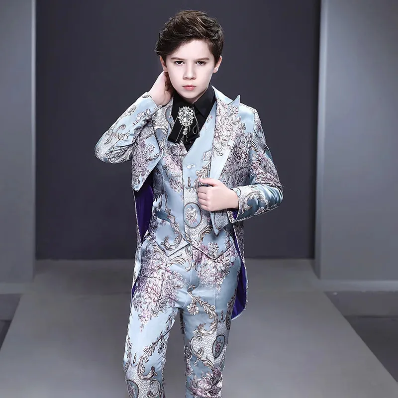 

Boy's Tailcoat, Small Suit, Handsome British Style, Host's Dress, Runway Show, Piano Performance Costume, Middle-aged Boy