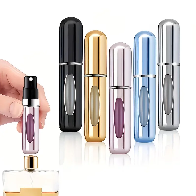 3 Pcs 5ml Sleek Mini Perfume Atomizers – Portable Refillable Spray Bottles, Assorted Colors with Inner Glass Vial