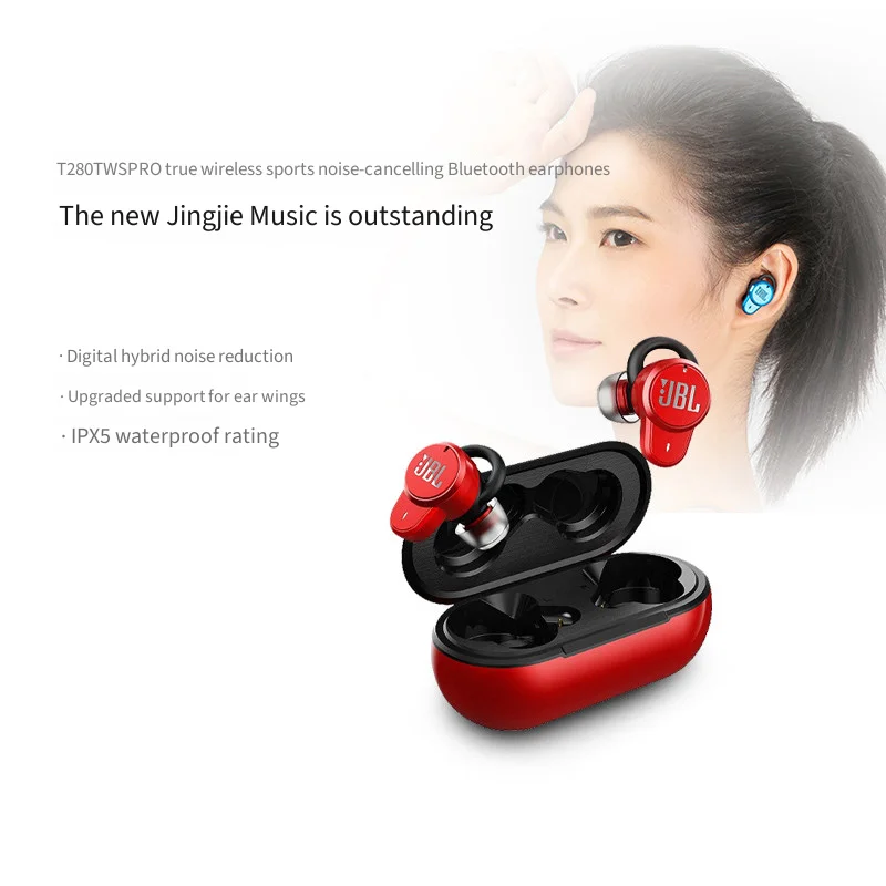 JBL T280TWS Pro Wireless In-Ear Earphones ENC HD Call Noise Reduction ANC 30H Battery Life for Remote Work Online Meeting