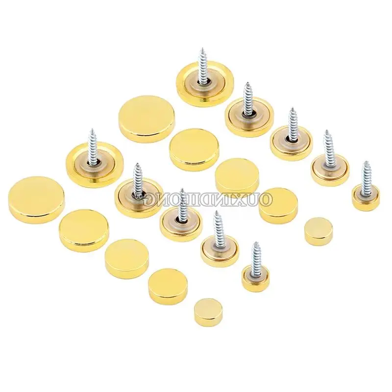 Durable Luxury 100PCS Pure Brass Advertisement Nails  Acrylic Billboard Sign Glass Mirror Nails Screws Flat Decorative Caps Gold