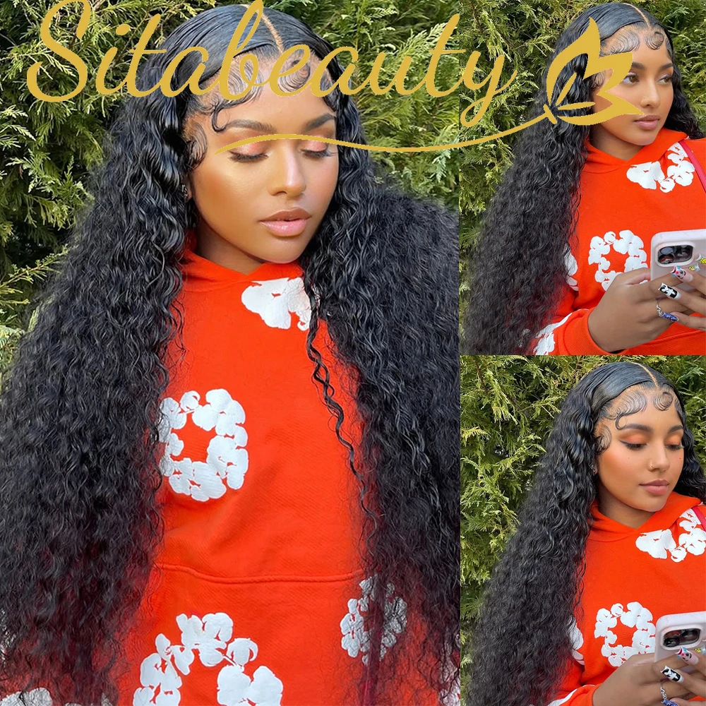 200% الكثافة 13x6 موجة المياه شفافة الدانتيل الجبهة الباروكات شعر الإنسان الرطب ومموج مجعد الشعر الدانتيل الجبهة الباروكات للنساء