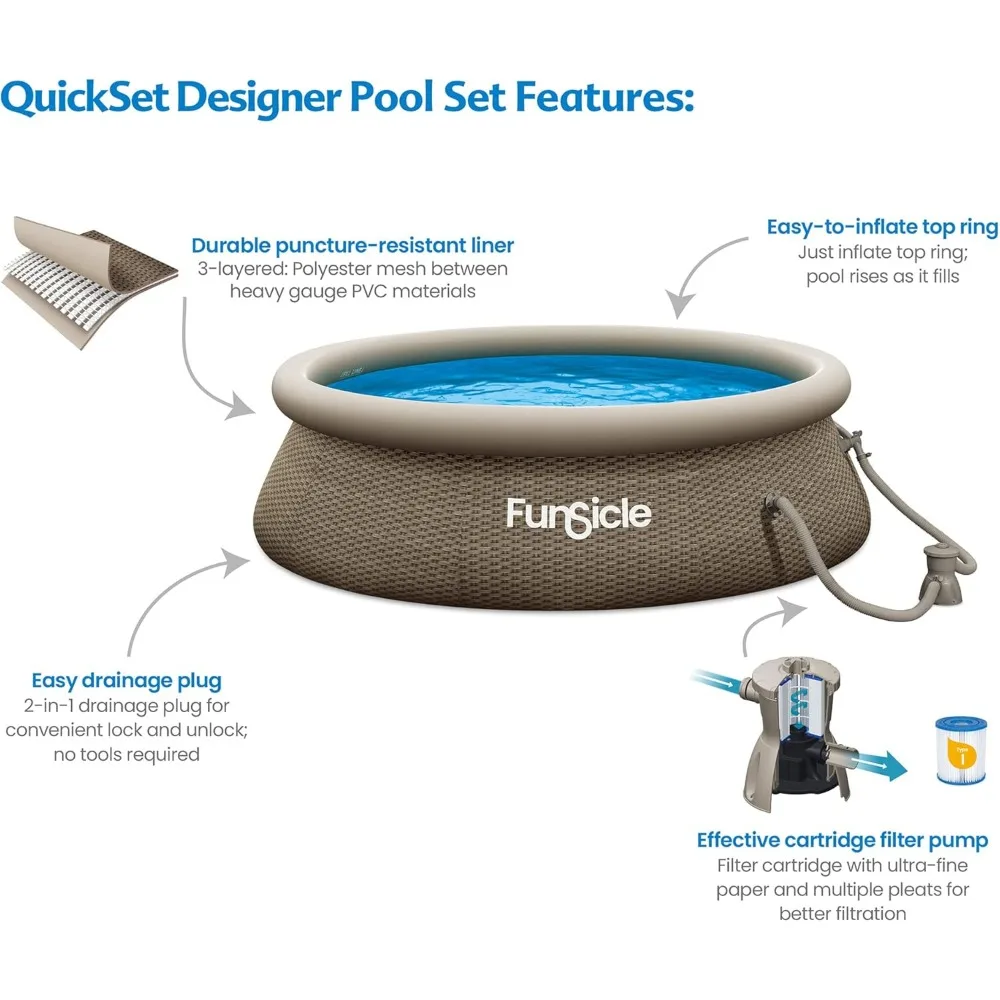 Funsicle QuickSet Round gonfiabile Ring Top Outdoor Set piscina fuori terra con pompa filtro