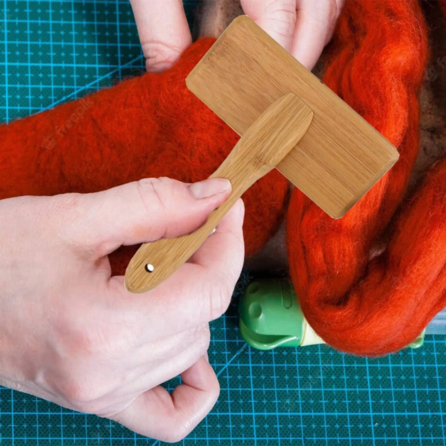 ABUP-2X Wooden Carding Brushes Needle Felting Cleaner Comb With Handle Professional Needle Felting Hand Carders For Spinning