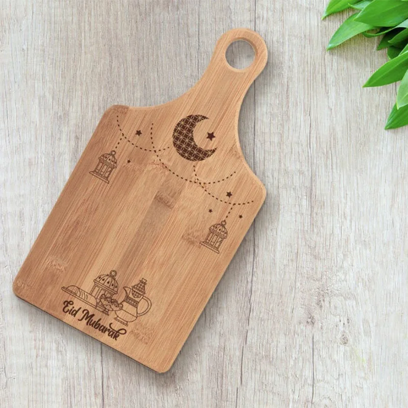 Eid Mubarak Wooden Cutting Board Platter Ramadan Mubarak Home Table Kitchen Decoration Muslim Islamic Kareem Housewarming Gifts