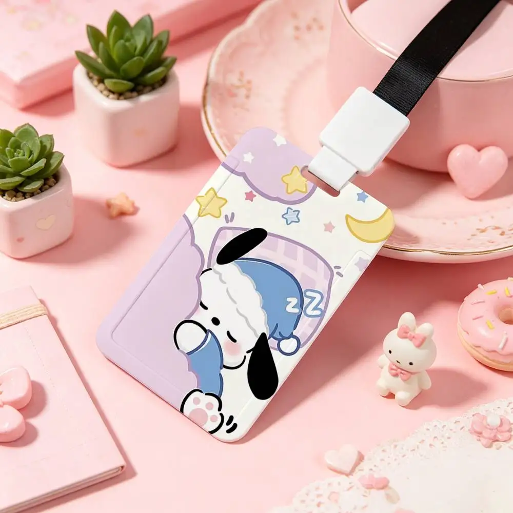 Cute P-Pochacco NFC Contactless Sliding Card Sleeve For Student Cards, Bus Cards, ID Cards, And Work Permits