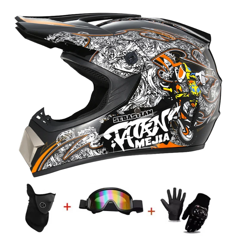 Kids MX Helmet Kit - DOT/ECE Certified Full-Face Helmet + Ventilated Off-Road Goggles + Riding Gloves image 4