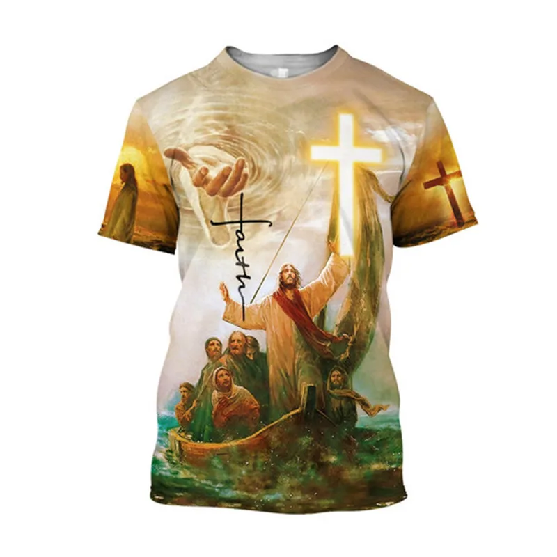 PLstar Cosmos 3D All Over Printed Shirts Faith in God Jesus t shirts Unisex Streetwear Casual T-Shirt Short Sleeve