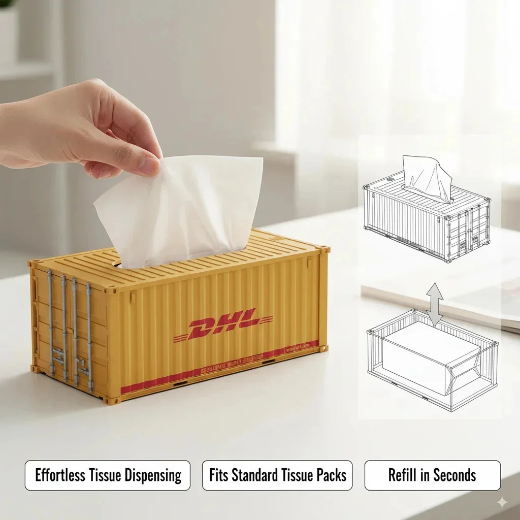 

Unique Container Model Tissue Box Pen Storage Holder Business Card Organizer Desk Decoration Multifunction Christmas Gift