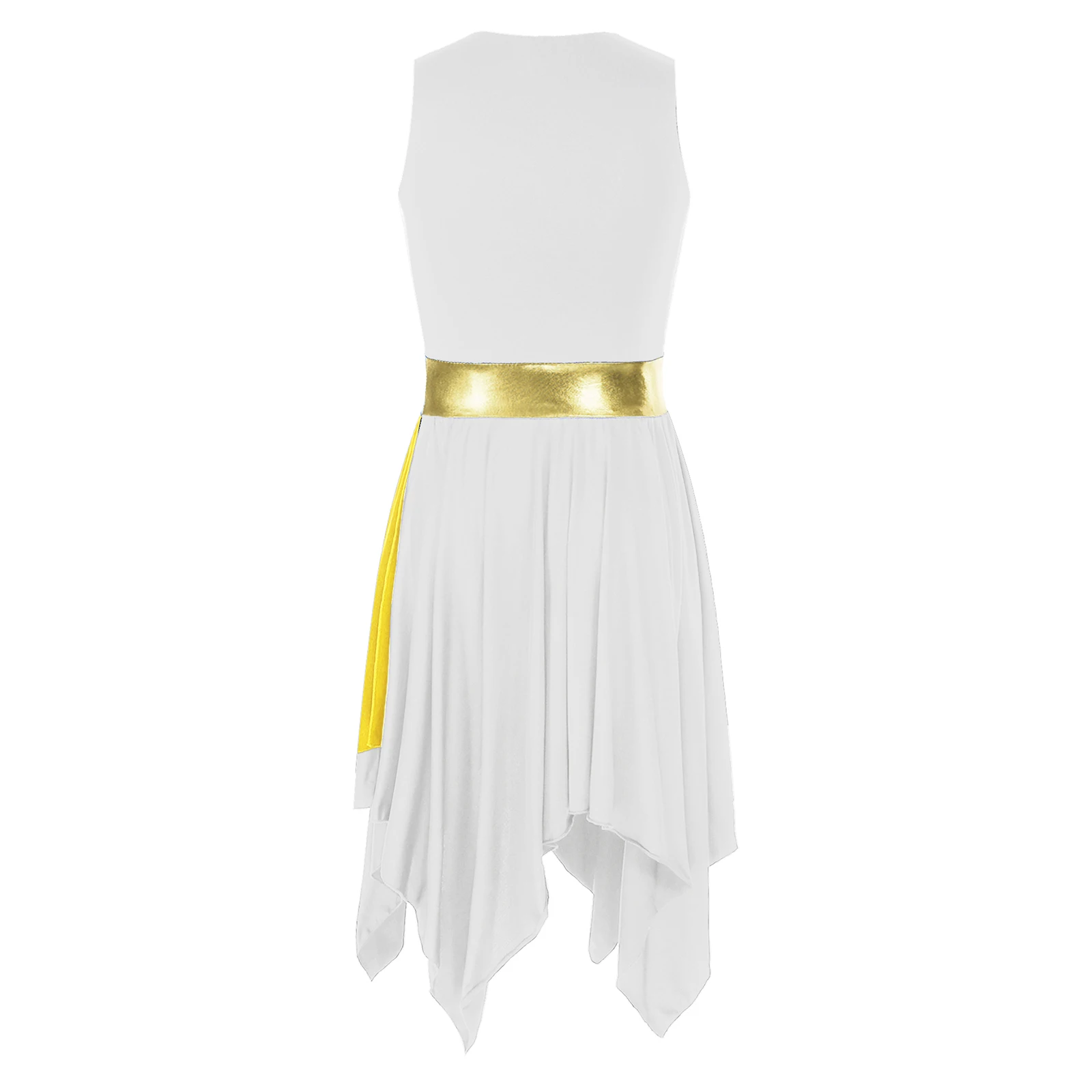 Robe de danse asymétrique élégante pour femmes, sans manches, bloc de couleurs, Polyester, Spandex, pour spectacles de danse contemporaine, fêtes