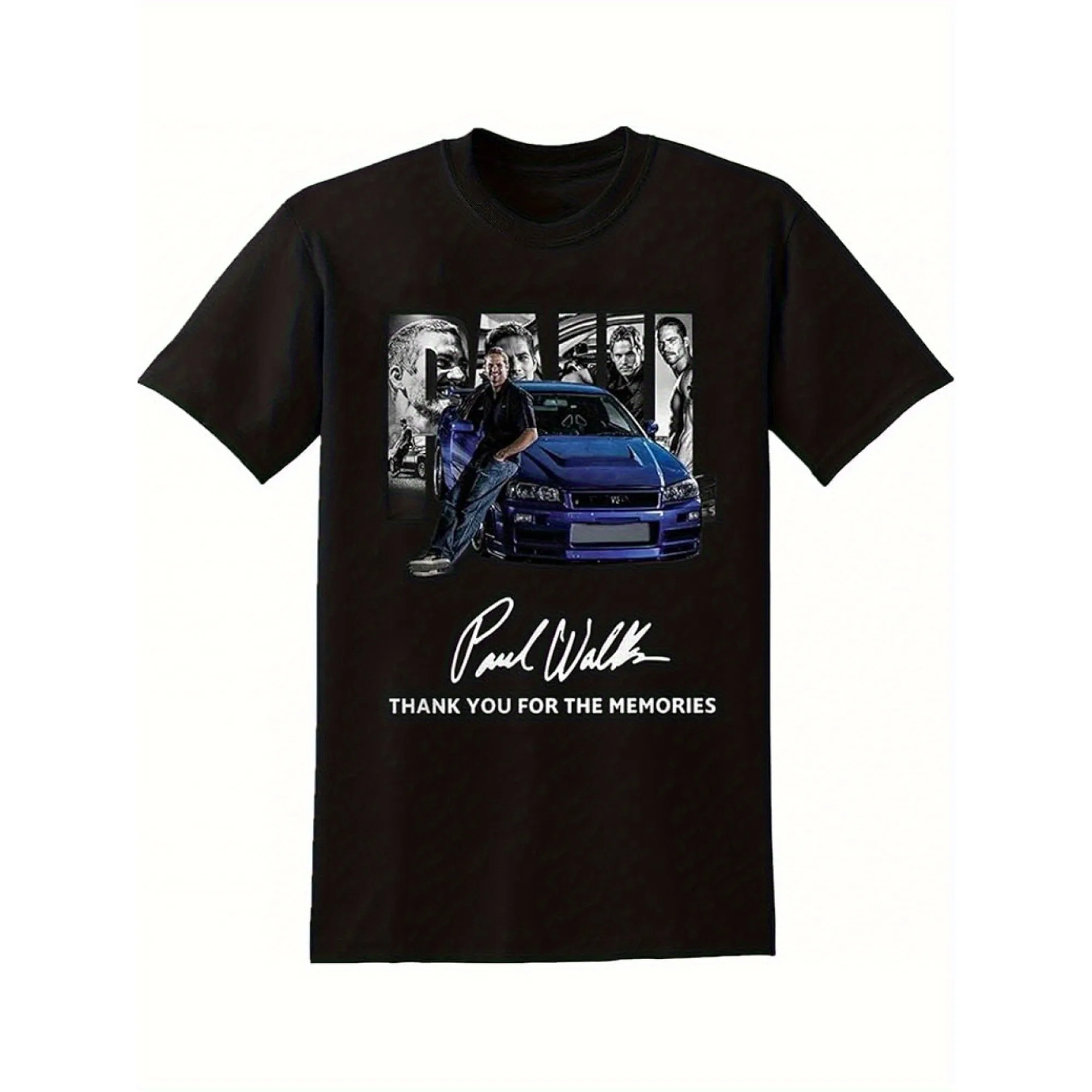 Retro Paul Walker Tribute Cotton T-Shirt Streetwear Soft Unisex Tee for Fan Highquality  Daily Short-sleeved Cotton Top