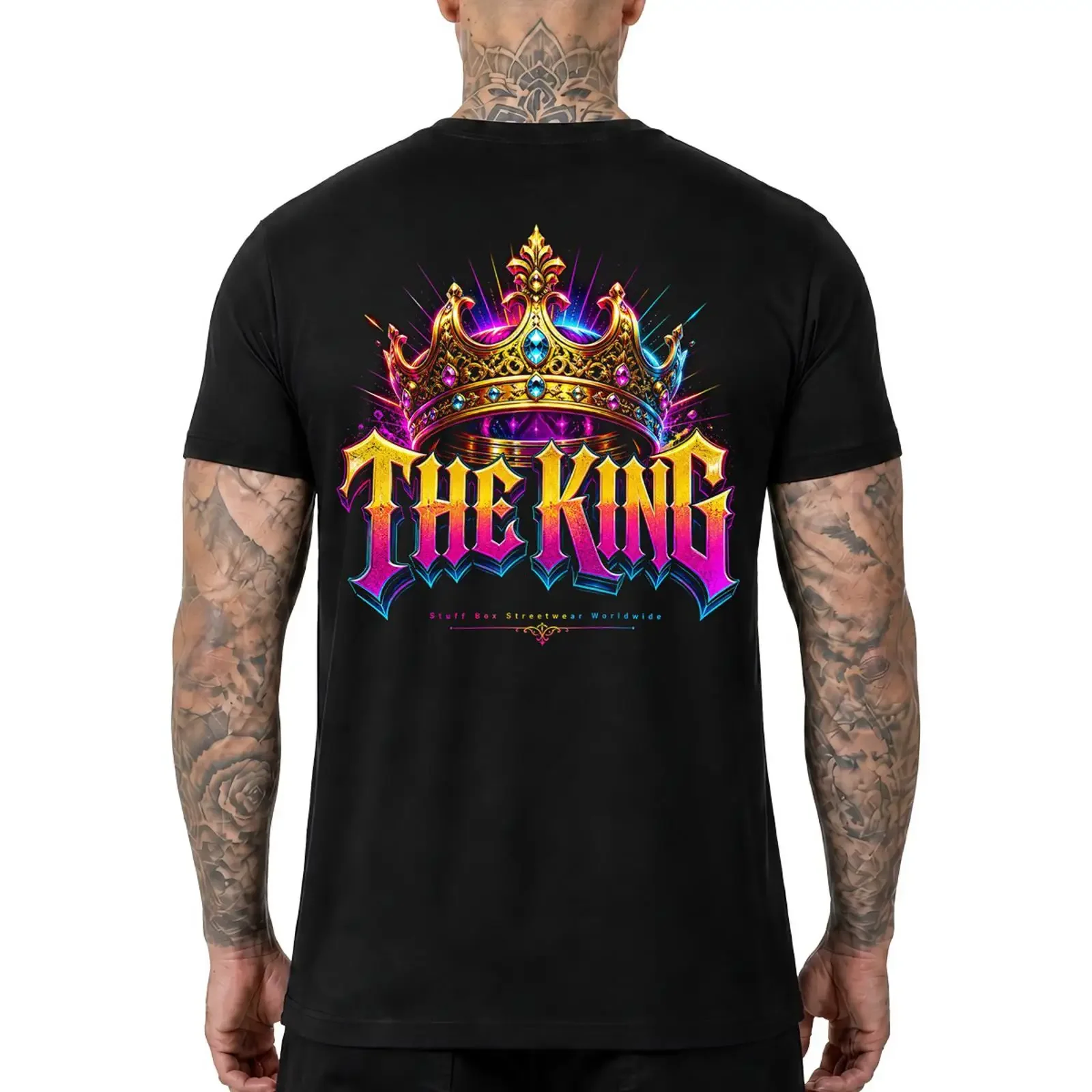 Stuff Box Royal Glow Herren T Shirt schwarz Regular Fit Baumwolle S 5XL Neon NEU vintage Washed homme Breathable Slightly