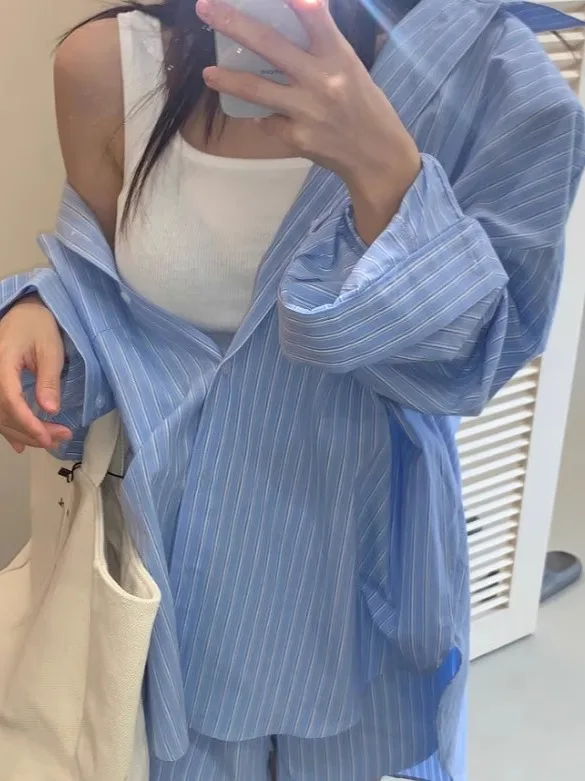 

Женский комплект из двух предметов в стиле пэчворк в полоску с свободным эластичным воротником и длинным светом Ne с высокой талией для похудения