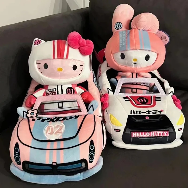 Sanrio Racer Plush Dolls Model Kawaii Hellokitty My Melody Kuromi Cartoon Anime Collection Girl Kids Surprise Gifts Plush Toys