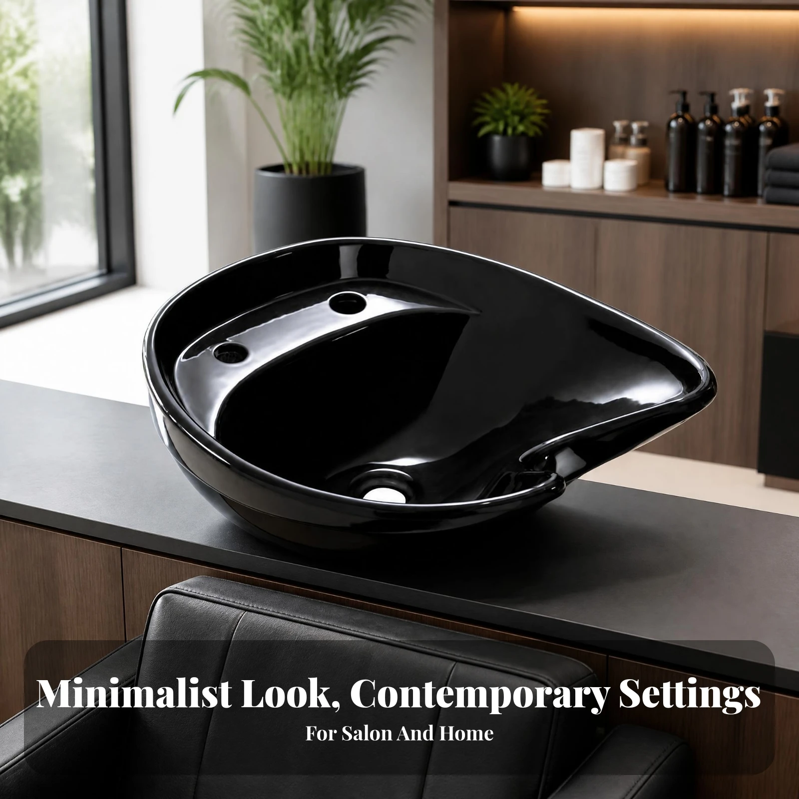 Molded Shampoo Bowl Glossy Salon Shampoo Basin Hair Wash Basin Black