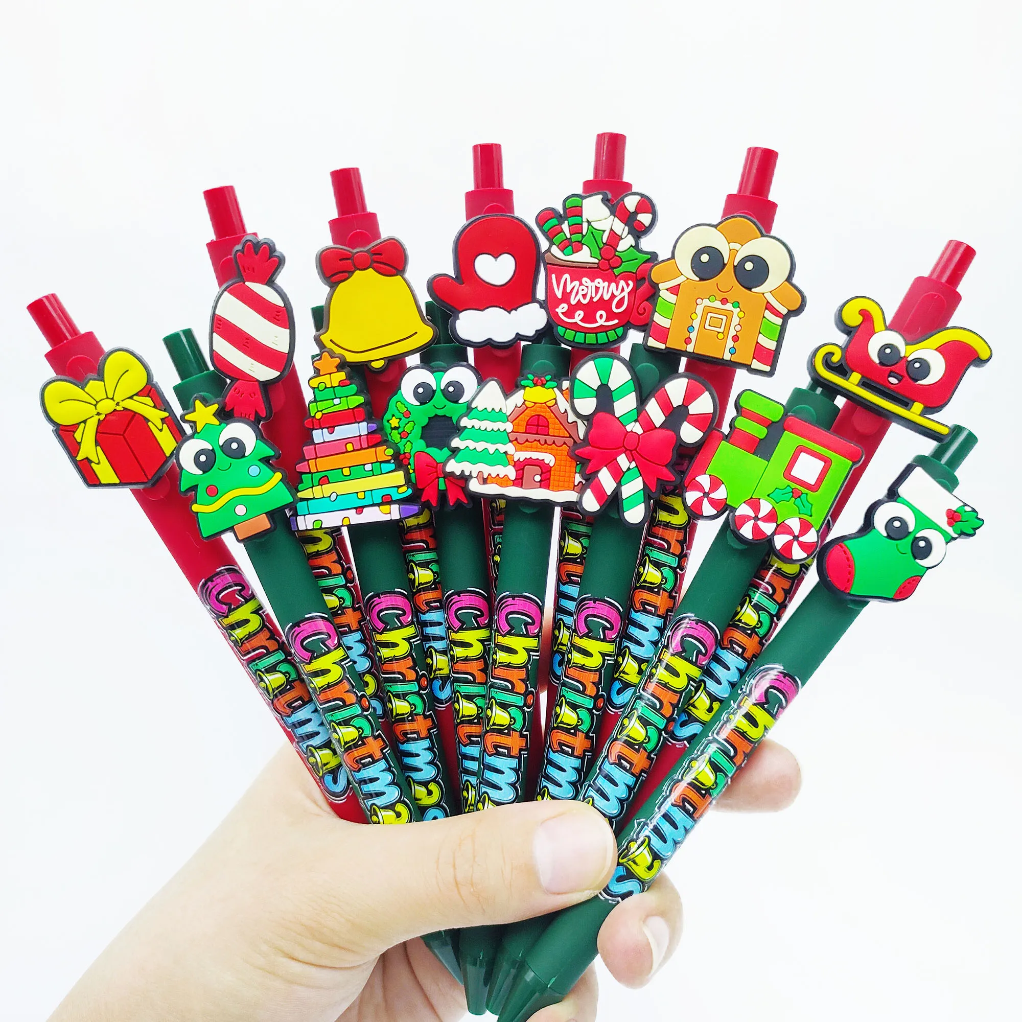 

14pcs/24pcs dual color Christmas themed stationery creative Christmas styling ballpoint pen daily writing stationery.
