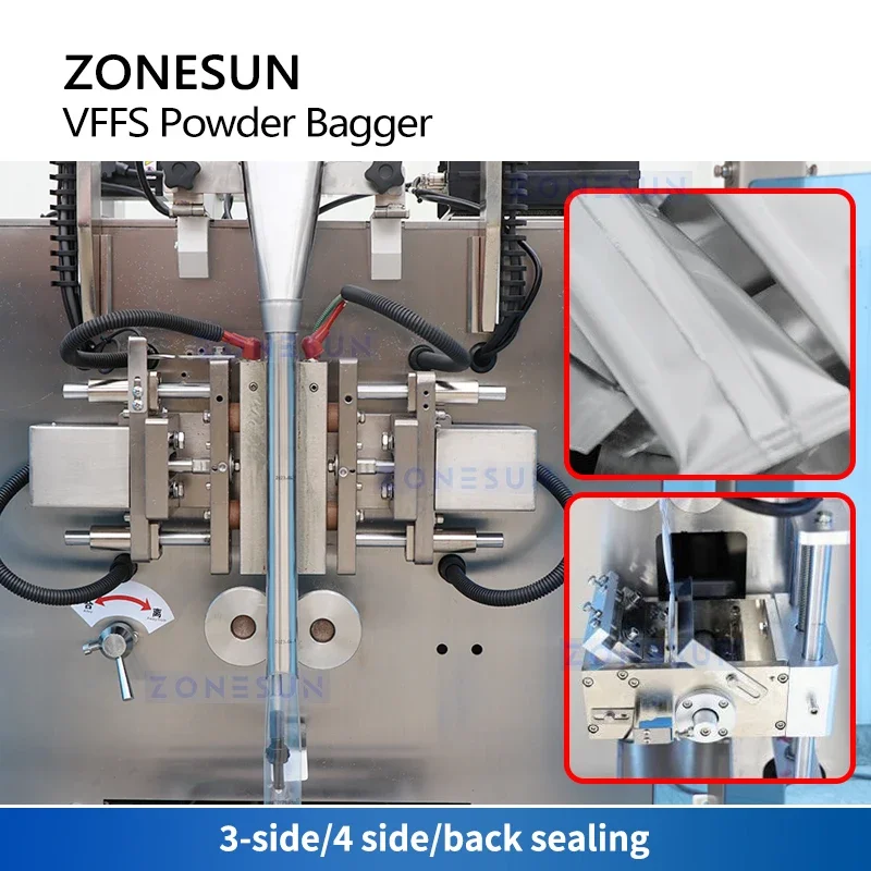 ZONESUN VFFS Machine d'emballage équipement d'emballage de poudre remplisseur de tarière épices pochette de Chili remplissage et scellage de Sachets ZS-FM220
