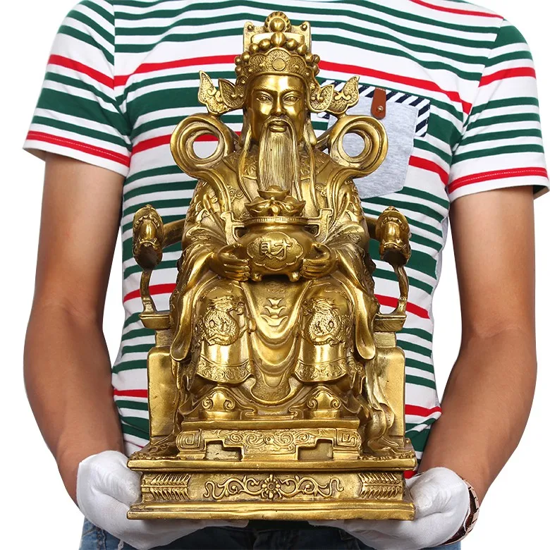 TOP GOOD LARGE # office home protective- Talisman House Cai Shen Ye God of wealth Money Drawing bronze statue