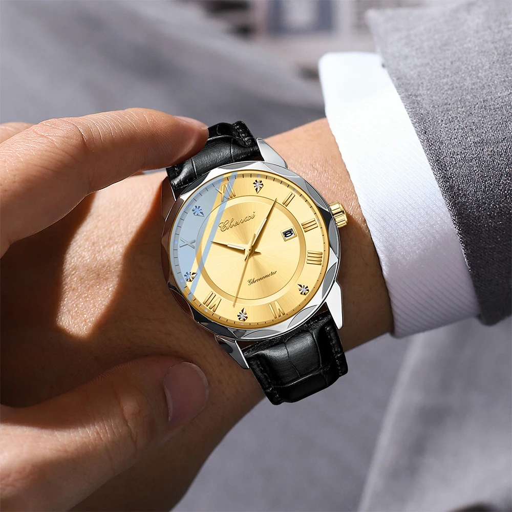 CHENXI New Fashion Elegant Business Men's Wristwatch Round Dial Luminous Waterproof Calendar Display Man Watch