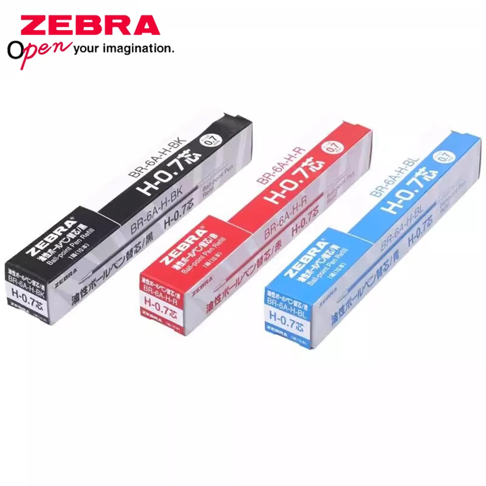 10PCS/box Japan Zebra BR-6A-H Large Capacity 0.7mm Ballpoint Pen Refill for Zebra BN1/R8000 School Acsesories School Stationery