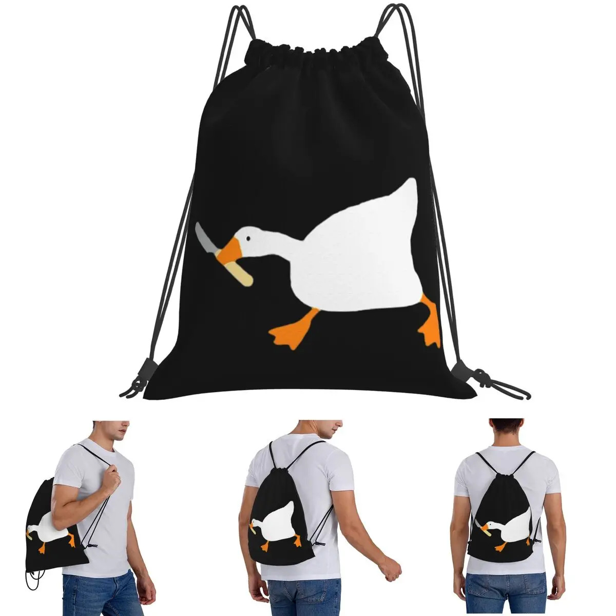 Goose With Knife - Peace Was Never An Option Backpacks Casual Drawstring Bundle Pocket Shoes Bag Book Bags for Travel School